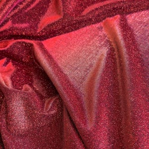 Burgundy Lurex Fabric by Yard, Reflective to Fuchsia Sparkle Fabric, Glittery Red Material for Gowns & Wedding Dress. Event Decor, Backdrops