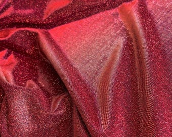 Burgundy Lurex Fabric by Yard, Reflective to Fuchsia Sparkle Fabric, Glittery Red Material for Gowns & Wedding Dress. Event Decor, Backdrops