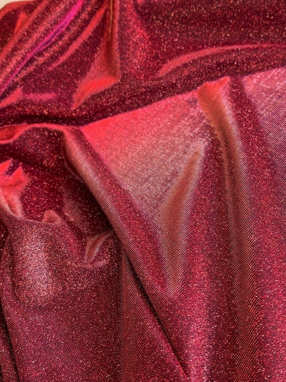 Burgundy Lurex Fabric by Yard, Reflective to Fuchsia Sparkle Fabric, Glittery Red Material for Gowns & Wedding Dress. Event Decor, Backdrops