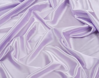 Lilac Lavender Silky Satin Fabric by the Yard, 60” Light 1-Way Stretch Satin for Bridesmaid Dresses, Prom Gowns, Lingerie & Event Decor