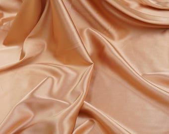 Caramel Silky Satin Fabric by the Yard, Warm Neutral Brown Stretch Charmeuse Satin for Dresses, Bridesmaid Gowns, Slips & Event Decor