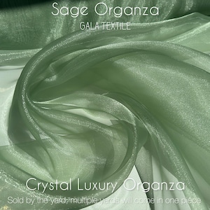 Sage Crystal Organza Fabric By the Yard, Shinny Green Organza Material for Wedding Wear, Evening Gowns, Event Decoration, Bows Making Fabric