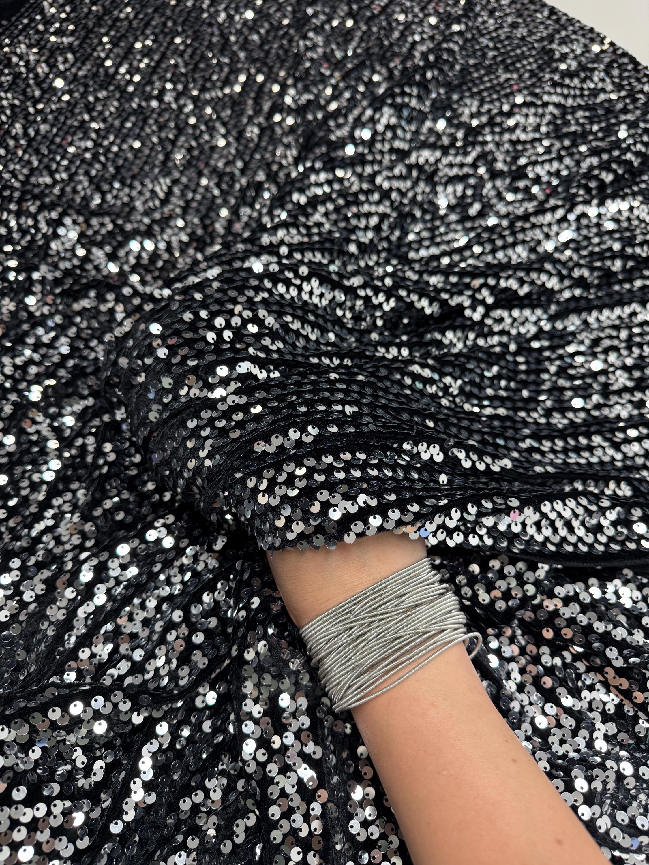 true icon faux leather mini dress Sequins Slit Bell Sleeve Dress Grey