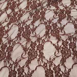 Brown Floral Lace Fabric by the Yard, Vintage Stretch Laces for Lingerie, 60" Wide Nylon Spandex, 80 GSM Mesh, Bridal & Newborn Photo Lace image 8