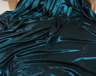 Tiffany Blue Metallic Slinky Fabric by the Yard, 4 Way Stretch Shimmer Lurex Spandex Knit for Gowns, Dancewear, Costumes, 250 GSM