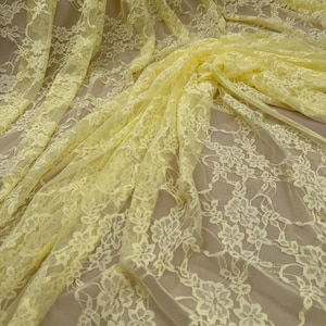 Yellow Vintage Floral Stretch Lace By The Yard, 80 GSM 4-Way Stretch Fabric for Lingerie, Bridal, Newborn Props, Fashion Grace Collection