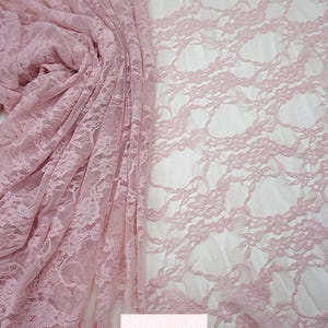Soft rose pink floral stretch lace for newborn photography props and infant swaddles. Delicate 80 GSM vintage style lace by GalaTextile.