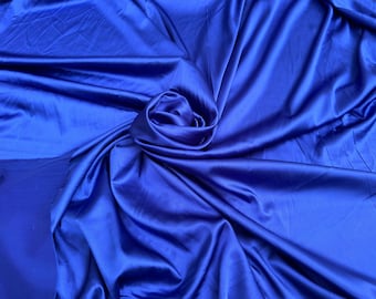 Tissu satiné soyeux de luxe bleu royal par mètre, tissu de mariée spandex bleu foncé pour robes, nœuds, lingerie, chemises de nuit, chemisiers, meilleur prix