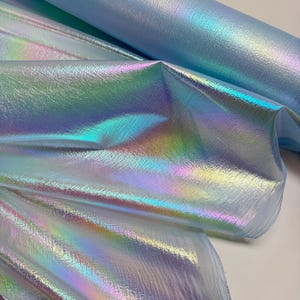 Baby Blue Iridescent Foil Holographic Organza Fabric by Yard, Sheer Shimmer Rainbow Material for Black Dress Gowns, Backdrops DIY Crafts 58