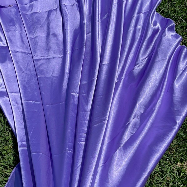 Lilac Silky Charmeuse Satin Fabric by Yard for Dresses, Blouses, Wedding Decor Backdrops Shiny Light Weight Soft Lavender Fabric BEST PRICE