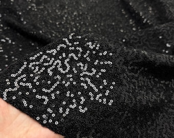 Black Sequin Lurex 4 Way Stretch Fabric by the Yard, Black  Spandex Metallic Sparkle Knit for Dancewear, Costumes, Prom & Evening Gowns