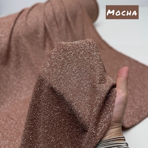 Mocha Jacquard Glitter Fabric by Yard Brown Lurex Stretch Shimmer Material for Shiny Gowns Bridal Dresses Apparel DIY Crafts Backdrops Korea