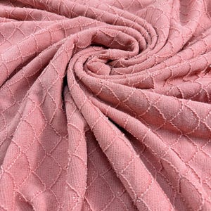 Pink Jacquard Fabric by Yard, Soft Stretch Dusty Rose Jacquard Mermaid Patern Shimmer Fabric for Sweater, Blouses, Dress, Pillow Covers DIY
