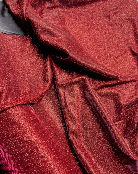 Red Lurex Shimmery Fabric, Stretch Lurex Fabric, Vibrant Red Glitter Fabric Good For Gown, Backdrop, Drapes, Bows, Lurex Reflective Fabric