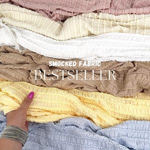 Smocked Ruffle Knit Fabric by Yard, 4-Way Stretch Shirred Poly Spandex, 58/60" Width Lingerie, Newborn Props & Fashion All Colors 210 GSM