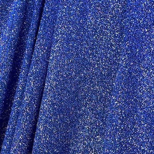 Royal Blue Stretch Lurex Knit Fabric, Shimmery Dance Wear Fabric, Blue Glittery Nylon Spandex By Yard, Premium Quality Material