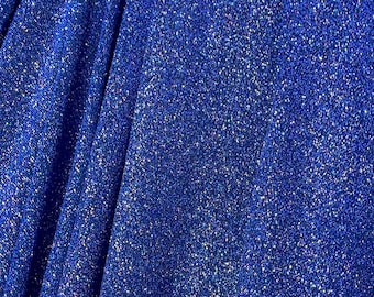 Royal Blue Stretch Lurex Knit Fabric, Shimmery Dance Wear Fabric, Blue Glittery Nylon Spandex By Yard, Premium Quality Material