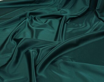 Emerald Silky Satin Fabric by the Yard | Green  Shiny Stretch Charmeuse | Bridal, Lingerie & Fashion 90 GSM