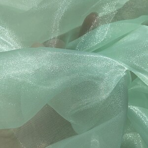 Mint Crystal Organza Fabric by the Yard, Green Organza, Light Green ...