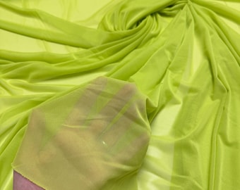 Lime 4 way Stretch Power Mesh Fabric Nylon Spandex, Bridal Power Mesh By Yard, Backdrop Soft Sheer Fabrics, Lime Illusion Mesh for Arch
