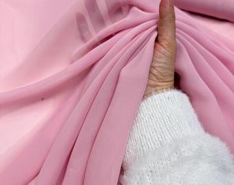 Dammigt rosa chiffongtyg, mjukrosa, skir chiffong, matt babyrosa tyg för klänningar, evenemangskläder, scrunchies