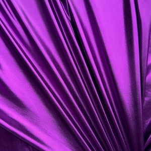 Purple Lame Foil Spandex Fabric by Yard 4 way Stretch Purple Metallic Fabric Lame, All Over Foil on Stretch Knit for Apparel Dresses Gowns