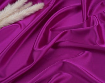 Magenta Pink Silky Charmeuse Satin Fabric by the Yard, 60” Light Stretch for Dresses, Lingerie & Dancewear