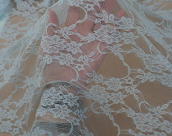 Baby Blue 4 way Stretch Lace Fabric by the Yard, Dusty Blue Stretch Floral Lace for Lingerie, Bridal Dresses, Dancewear and Costumes