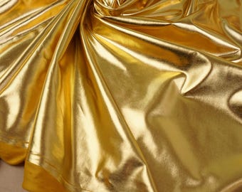 Gold Metallic Foil Knit Fabric by the Yard, Stretch Lamé for Cosplay, Dance Costumes, Stagewear and Event Décor
