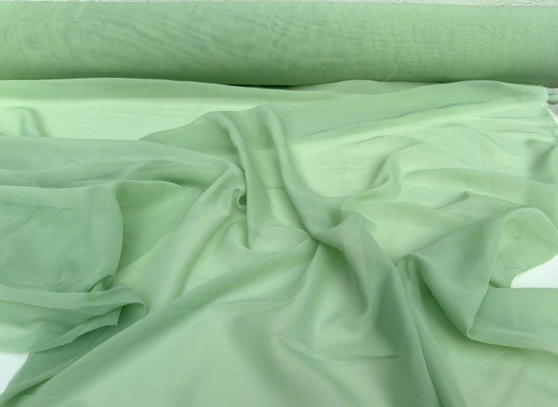 Sage Green Chiffon Fabric By Yard, Light Green Material Chiffon Sheer