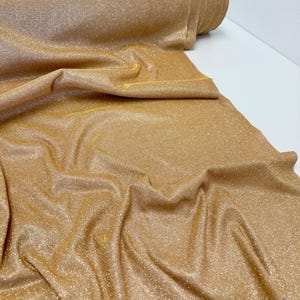 Gold Glitter Lurex Fabric by Yard Bonding Foam, Gold Shimmery Spandex Lurex Knit Glitter Bonding, Sparkle Evening Gowns, Dresses, Home Decor
