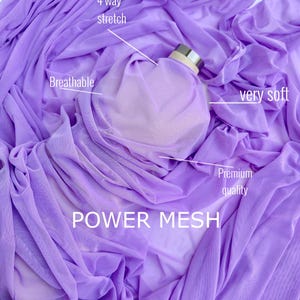Purple 4-Way Stretch Power Mesh Fabric by Yard, Luxury Sheer Soft for Bridal, Yoga Wear, Dresses, Lingerie, Activewear Event Decoration