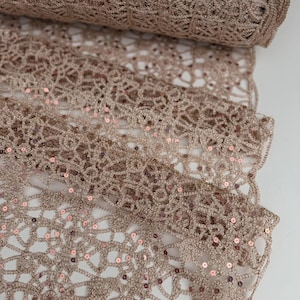 Spider Metallic Knit Lace Fabric by Yard, Stretch Lace with Metallic Spiderweb Design for Gowns, Overlays, Costumes Table Runners and Crafts