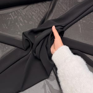 Black Chiffon Fabric, Sold By Yard See Through Fabric, Black Sheer Chiffon 60” Wide, Silky Chiffon Drape, Black Sheer Chiffon Material