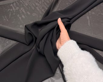 Black Chiffon Fabric, Sold By Yard See Through Fabric, Black Sheer Chiffon 60” Wide, Silky Chiffon Drape, Black Sheer Chiffon Material
