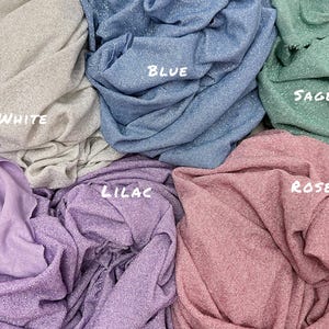 Shimmer Jacquard Knit Fabric by Yard Glitter Spandex for Gowns Bridal Dresses Dancewear Kids Apparel Crafts Decor White Rose Lilac Sage Blue