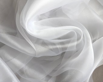 Weißer Kristall-Organza-Stoff Verkauft lose Lagerware, Leichtgewichtler-Scheer glänzend für Brautbekleidung, Kleider Premium-Qualität Weiß Organza Bögen Stoff DYI