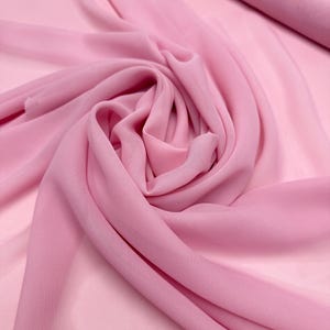 Dusty Rose Chiffon Fabric By Yard, Soft Pink Sheer Material Chiffon, Matte Baby Pink Fabric For Dress Gowns Events Apparel, Scrunchies