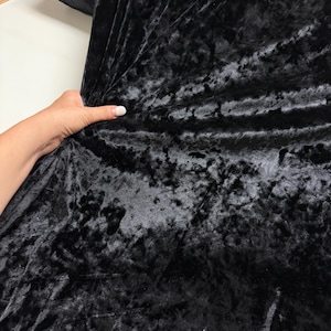 Tecido de veludo preto por metro, veludo spandex preto gelo para costura, cortinas, almofadas, vestidos, tecido de decoração para eventos, cortinas, scrunchies