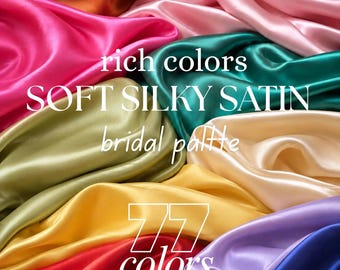 Soft Silky Satin Fabric by the Yard with Stretch,  Shiny Charmeuse Satin for Wedding Gowns, Bridesmaid Dresses, Prom & Apparel