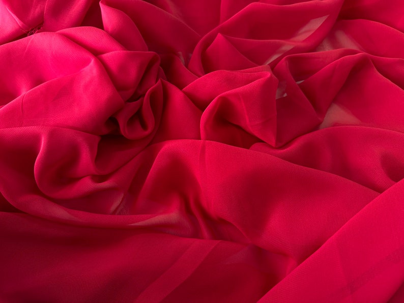 Red Chiffon Fabric by the Yard, Vibrant Red Sheer Fabric for ...