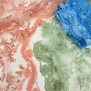 Floral Lace Fabric by yard Embroidery Corded With Sequins Fabric Non Stretch Sequined Embroidered On Lace Bridal Wedding Gowns