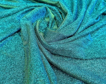 Jade Green Glitter Lurex Knit Fabric, Shimmer Stretch Material