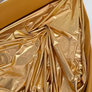 Metallic Gold Foil Spandex Lame Fabric by Yard Gold Lame Material, All Over Foil on Stretch Knit, for Dance Wear Costumes, Dresses, Leggings