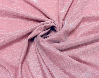 Tecido Lurex Rosa Claro Brilhante, Blush Metálico Cintilante, Tecido para Vestido por Metro