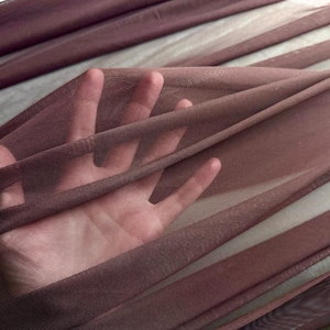 Dark Brown 4 way Stretch Power Mesh Nylon Spandex Super Stretch, Bridal Power Mesh By Yard, Backdrop Soft Sheer Fabrics, Brown Illusion Mesh