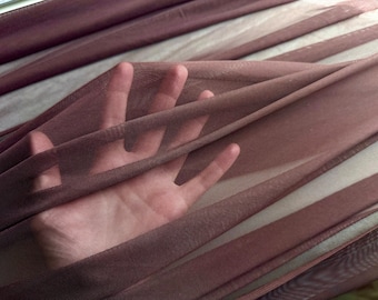 Dark Brown 4 way Stretch Power Mesh Nylon Spandex Super Stretch, Bridal Power Mesh By Yard, Backdrop Soft Sheer Fabrics, Brown Illusion Mesh