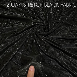 Black Shimmer Lurex Knit Fabric by Yard Knit Black Luxury Sparkle Fabric Spandex Shiny Glitter for Evening Gowns, Backdrops, Bows, Events