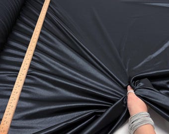 Black Stretch Satin Spandex Fabric by Yard, Black Material for Dress, Bodysuit, Dancewear, Sportswear in Black Luxury Shiny Nylon Spandex