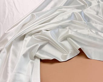 Ivory Bridal Satin Look Spandex Fabric by Yard Casino Super Stretch Satin, Thick Shiny Luxury Satin for Bridal Dress Gowns, Bodysuit, Crafts